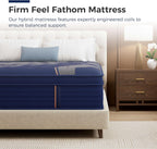 FATHOM Firm Queen Mattress, 14 Inch Hybrid Mattress with Breathable Modal Cover, Cooling Gel Memory Foam & Pocket Spring, Back Support & Fiberglass-Free, CertiPUR-US Certified, Foam Made in USA