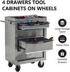 Iron-Top Rolling Tool Chest with Lockable Wheels and Side Handles, 7-Drawer Tool Storage Cabinet with Ball Bearing for Garage, Repair Shop, Required Assembly, Large Storage Capacity (Iron, 4-Gray)