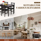 FDW | 5-Piece Solid Wood Dining Table Set for 4 | Brown | Space-Saving Design | Smooth Easy-to-Clean Surface | Pine Kitchen Table with Upholstered Chairs | for Dining Room, Apartment, Restaurant