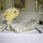 Huddleson White Linen 80” Round Tablecloth Luxury Italian Linen Circular 80 Inch Table Cloth Sewn in US
