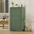 TEENFON Bathroom Storage Cabinet, Bathroom Cabinet with 4 Doors & 2 Adjustable Shelves, Cupboard, Cabinets for Living Room, Entryway, Office, Forest Green