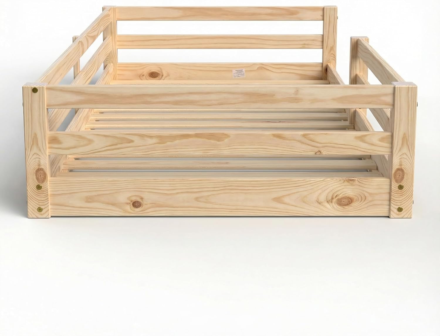 From the Tree Furniture Twin Size Floor Bed Frame, Solid Wood Montessori Bed for Toddlers & Kids, Low Platform Bed with Slats, Adult Weight Capacity, White or Unfinished (Unfinished)