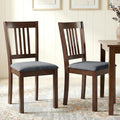 HOMCOM Dining Chairs Set of 2, Solid Wood Kitchen Chairs, Mid Century Modern Linen Fabric Upholstered for Dining Room, Living Room, Espresso Frame and Gray Upholstery