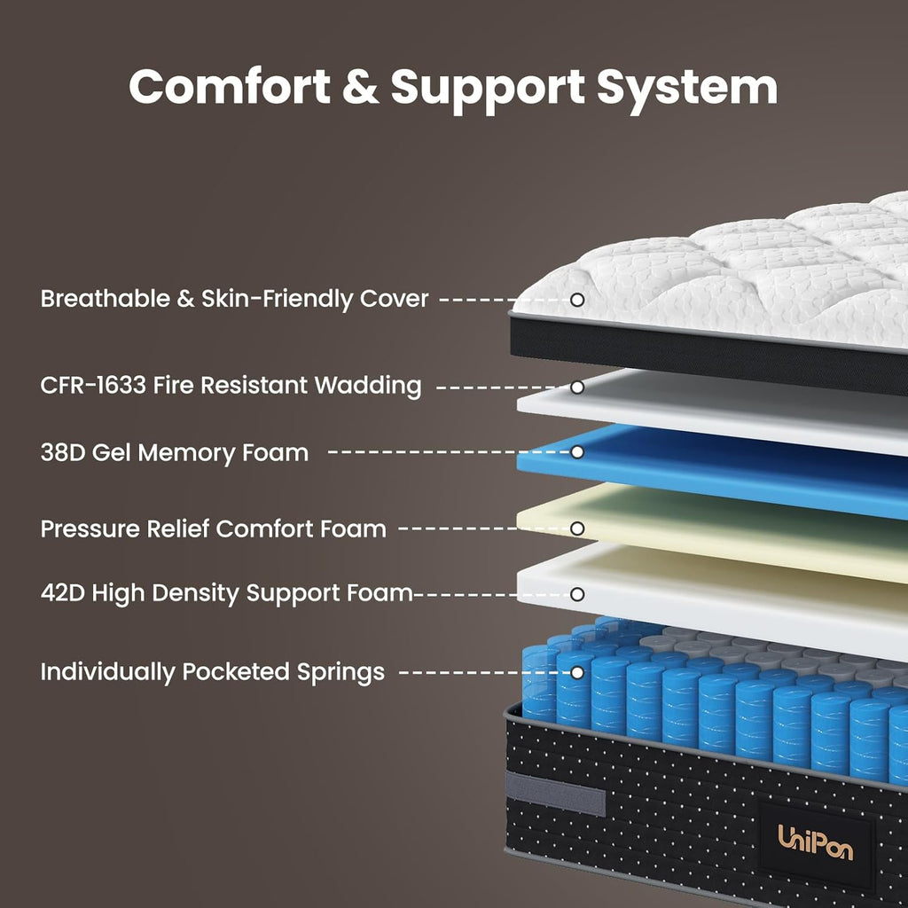 Extra Firm Queen Mattress 12 Inch- Firm Hybrid Mattresses in a Box with Individual Pocket Spring for Motion-Isolation & Pain Relief-Fiberglass Free Bed with 365 Night Trial, CertiPUR-US Certified