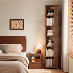Solid Wood Rotating Bookshelf, 6-Tier Rolling Bookcase .360 Degree Revolving Bookshelf .Spinning Bookshelf Tower for Small Spaces, Bedroom .Office .Living Room .Classroom (Walnut)