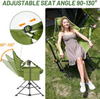 TIMBER RIDGE Hammock Camping Chair with Adjustable Backrest, Heavy Duty Folding Hammock Chair Supports 300lbs, Portable Hammock Chair for Camping, Travelling and Patio, Green