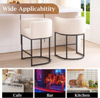 ClinQ 26" H Counter Height Bar Stools Set of 4, Modern Barrel Counter Stools with Backrest and Arms, Black Metal Frames,Linen Fabric Upholstered Accent Barstools for Kitchen Island,Beige