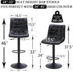 Bar Stools Set of 4, Adjustable Counter Height Bar Stools 24"-33", Modern Swivel Barstools with Backs, Black Kitchen Bar Chairs for Kitchen Island (Black, 4PCS)