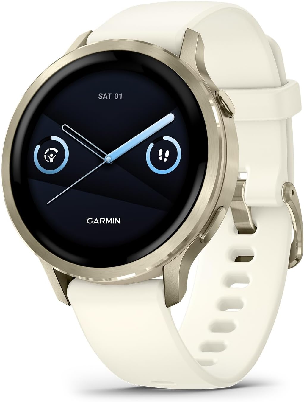 Garmin Venu 4  41mm  Advanced Fitness Tracker GPS Smartwatch  1.2" AMOLED Display  Built-in Flashlight  10 Days of Battery Life  Lunar Gold with Bone Silicone Band (Watch Bundle)