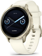 Garmin Venu 4  41mm  Advanced Fitness Tracker GPS Smartwatch  1.2" AMOLED Display  Built-in Flashlight  10 Days of Battery Life  Lunar Gold with Bone Silicone Band (Watch Bundle)