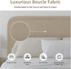 BarnFurin Queen Bed Frame with Headboard, Boucle Upholstered Platform Bed Frame, Luxurious Soft Rounded Corners, No Box Spring Required, Non-Slip and Noise-Free, Easy Assembly, Beige