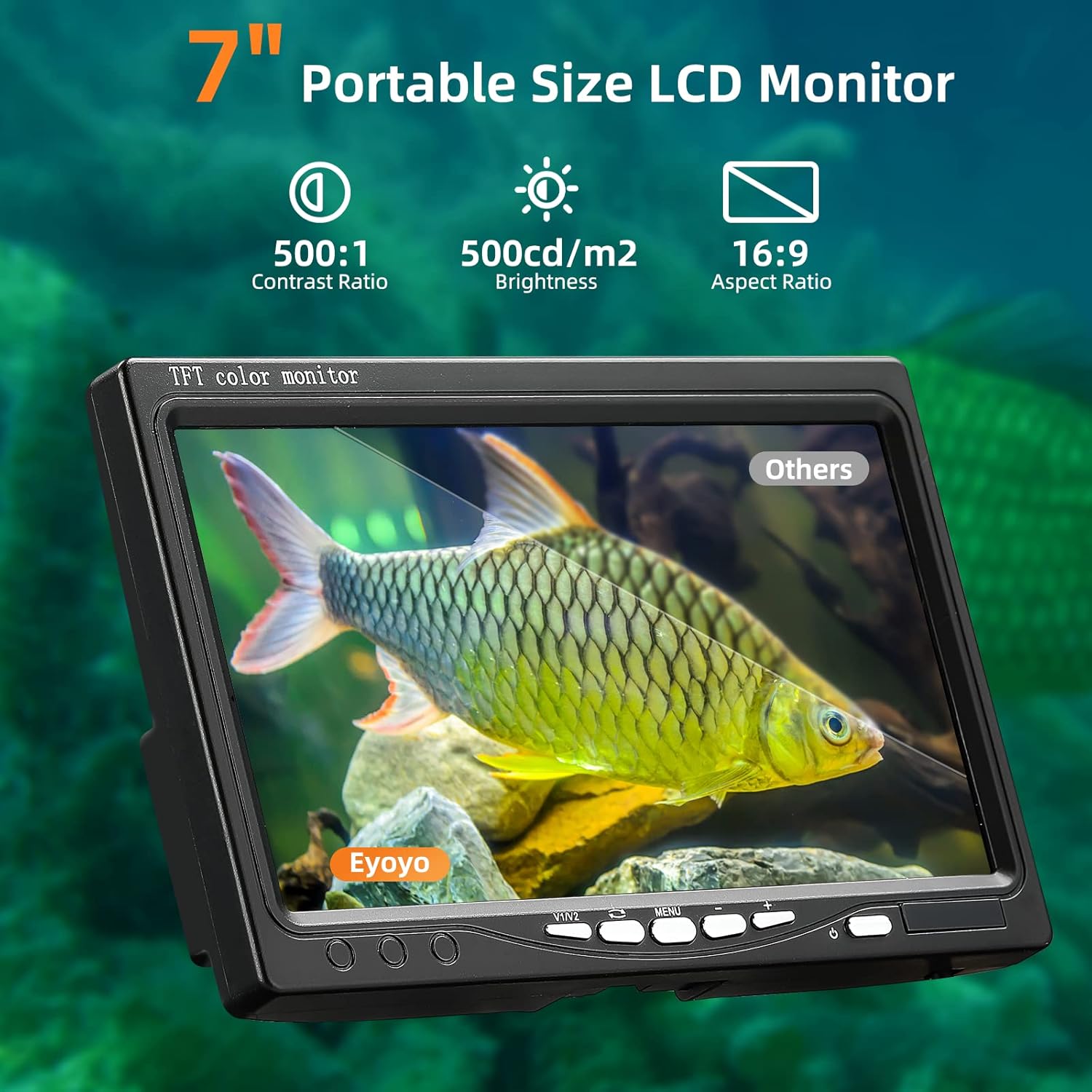 Eyoyo Underwater Fishing Camera 7 Inch 15M w/o DVR + 7 Inch 30M w/DVR
