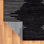 Rugshop Bohemian Stripe Stain Resistant High Traffic Living Room Kitchen Bedroom Dining Home Office Area Rug 10' x 14' Black