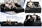 HABUTWAY 105" L-Shape Modular Sectional Sofa Couch for Living Room,No Assembly Required,Modular Comfy Sofa with Deep Seat for Living Room Bedroom,Luxury Distressed Velvet(Right,Black)