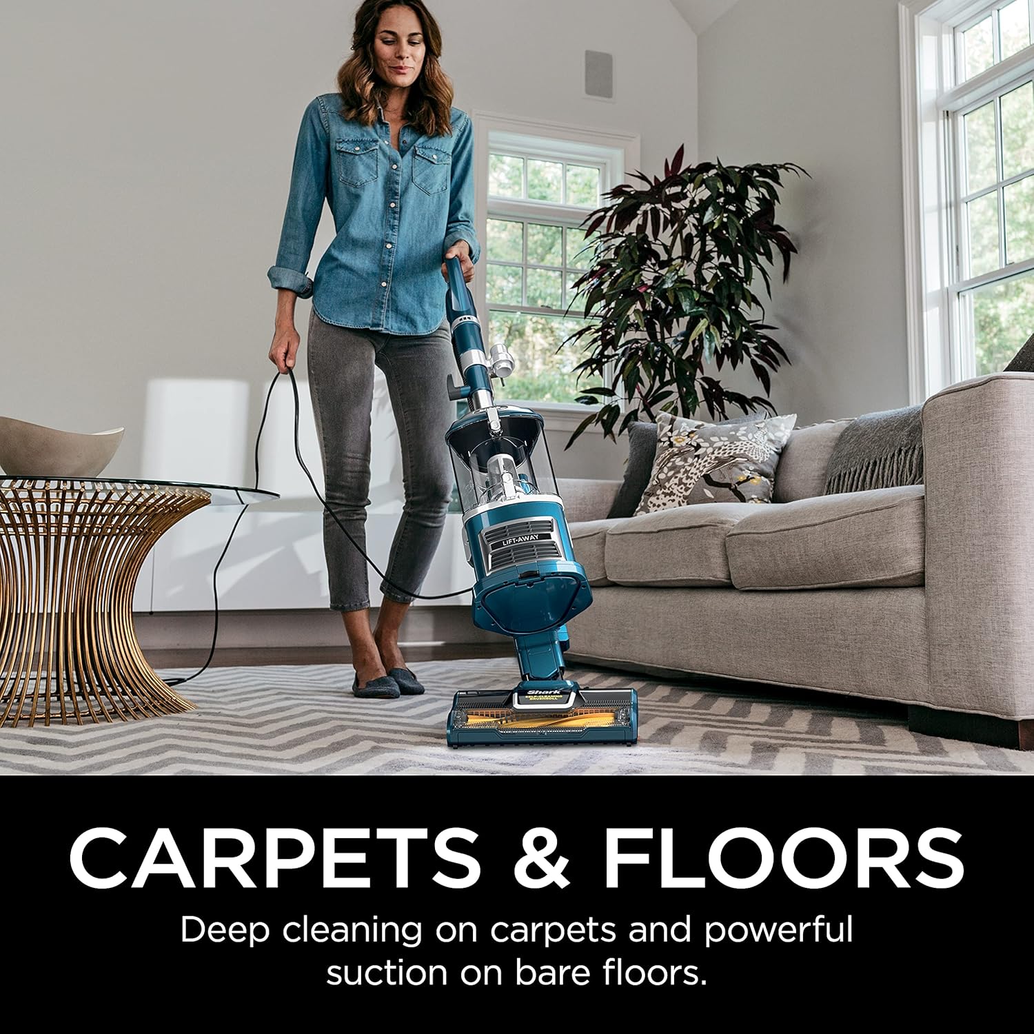 Shark Upright Vacuum, Navigator Lift-Away with Self-Cleaning Brushroll, HEPA Filter, Swivel Steering, Upholstery Tool & Pet Crevice Tool, Perfect for Pets & Multi-Surface, Teal, ZU503AMZ