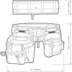 ToughBuilt ClipTech Series – 3-Piece Handyman Tool Belt Set, Modular ClipTech™ System with 2 Rugged Pouches & Heavy-Duty Padded Belt, 1680D Reinforced Construction (TB-CT-111-CP)