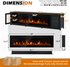 MXV 90" Fireplace TV Stand, Modern Entertainment Center with 60 Inch Electric Fireplace, Adjustable Shelf & Glass Door, Fire Place with WI-FI Enabled, TV Console for Living Room, Black