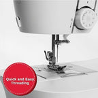 SINGER® M1150 Portable Sewing Machine (White) with Accessories | 16 Built-In Stitches Delivers 45 Stitch Applications | Top Drop-in Bobbin, 4-Step Buttonhole, LED Light | Ideal for Beginners