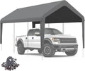 Carport Canopy 10'x20' Heavy Duty Replacement Cover, Garage Shelter Cover 800D Oxford Waterproof & UV Protected Tarp with Ball Bungees, Not Include Frame（Gray）
