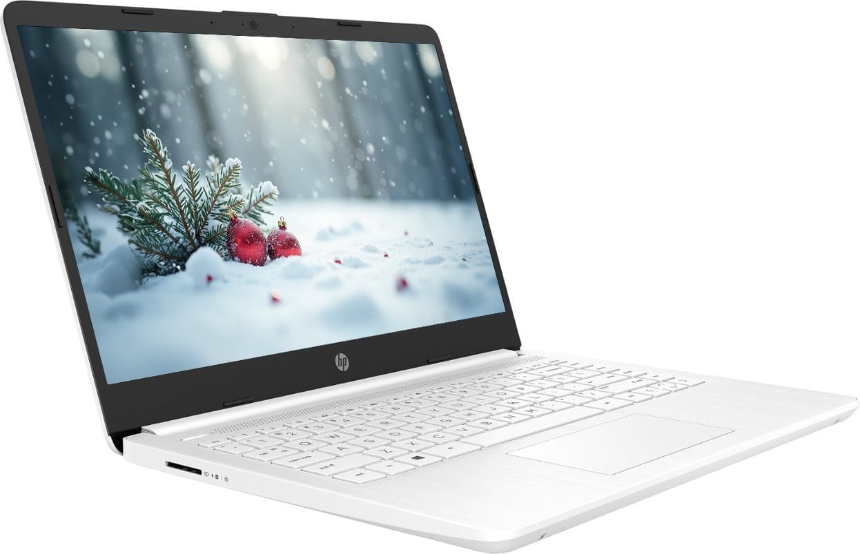 HP 14" Business Laptop Computer with Microsoft Office 365  Intel Quad-Core Processor  64GB eMMC  4GB RAM  Windows 11 Laptop  PLUSERA Earphones  White