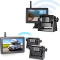 3x Wireless WiFi Magnetic Backup Cameras 1080P HD 5" Dual Monitor Battery Powered No Wiring Rear View Reverse Monitoring Camera Portable Kit for Car Truck Pickup RV Camper 5th Wheel Boat Horse Trailer