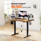ErGear Standing Desk, 48 x 30 inch Whole-Piece Desktop Height Adjustable, Electric Sit Stand Desk with 4 Height Memory Setting, Ergonomic Desk for Home Office, Vintage Brown, EGESD74V