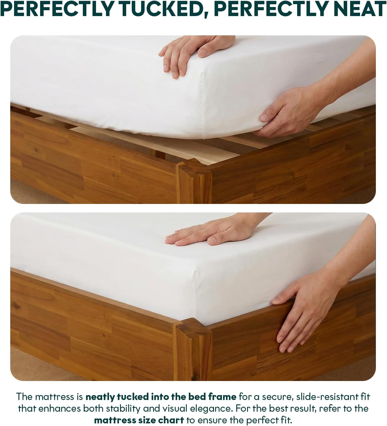 Bme Dinkee Wooden Queen Bed Frame, 15 Inch Height, Elegant Minimalist Modern Design with Japanese Joinery, Durable Wood Slats for Reliable Support, No Box Spring Required, Caramel