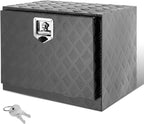 Underbody Truck Box, 24'' D x 17.7"W x 18.1"H Pickup Storage Box, Heavy Duty Aluminum Diamond Plate Tool Box with Lock and Keys, Waterproof Trailer Storage Box with T-Handle Latch - Black