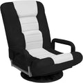 Best Choice Products Swivel Gaming Chair 360 Degree Multipurpose Floor Chair Rocker for TV, Reading, Playing Video Games w/Lumbar Support, Armrest Handles, Adjustable Foldable Backrest - Black/White