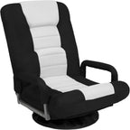 Best Choice Products Swivel Gaming Chair 360 Degree Multipurpose Floor Chair Rocker for TV, Reading, Playing Video Games w/Lumbar Support, Armrest Handles, Adjustable Foldable Backrest - Black/White
