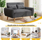 JAMFLY 47'' Small Loveseat Sofa, 2 Seat Compact Couch with Tapered Legs, Dark Grey Upholstered Furniture, Solid Wood Frame, Comfy Foam Cushion, Easy Assembly for Small Spaces