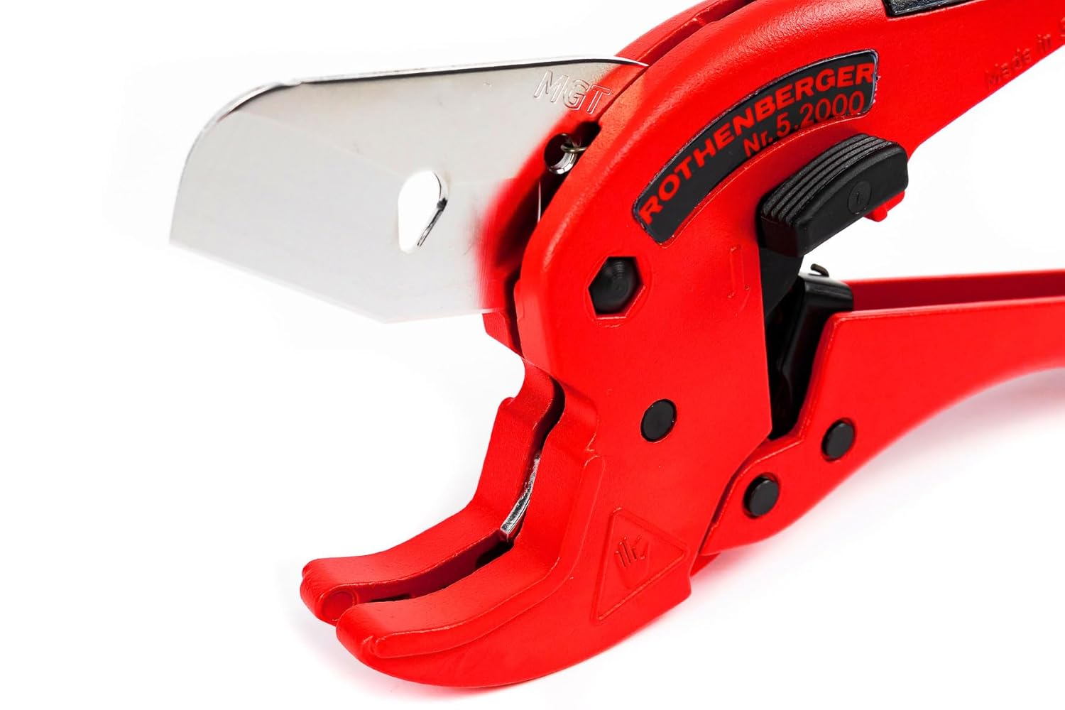 Rothenberger Rocut TC 42 Professional Plastic Pipe Shears with Stainless Steel Blade, Rubberized Handle, Transport Lock - Ideal for Plastic Pipes - 0-42 mm Cutting Range - 52000