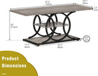 GiftGo Rustic Coffee Table with Storage Industrial 3 Tier Center Living Room Table Farmhouse Wooden Rectangle Cocktail Tea Table for Office Bedroom Elegant Full Moon Design (Vintage Gray, L-47)