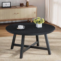 GarveeHome Round Coffee Table 36" Center Table,Large Coffee Table Black Accent Tables with Adjustable Feet, Living Room Tables with Thickened Legs and Designed Wood Grain, Easy Assemble