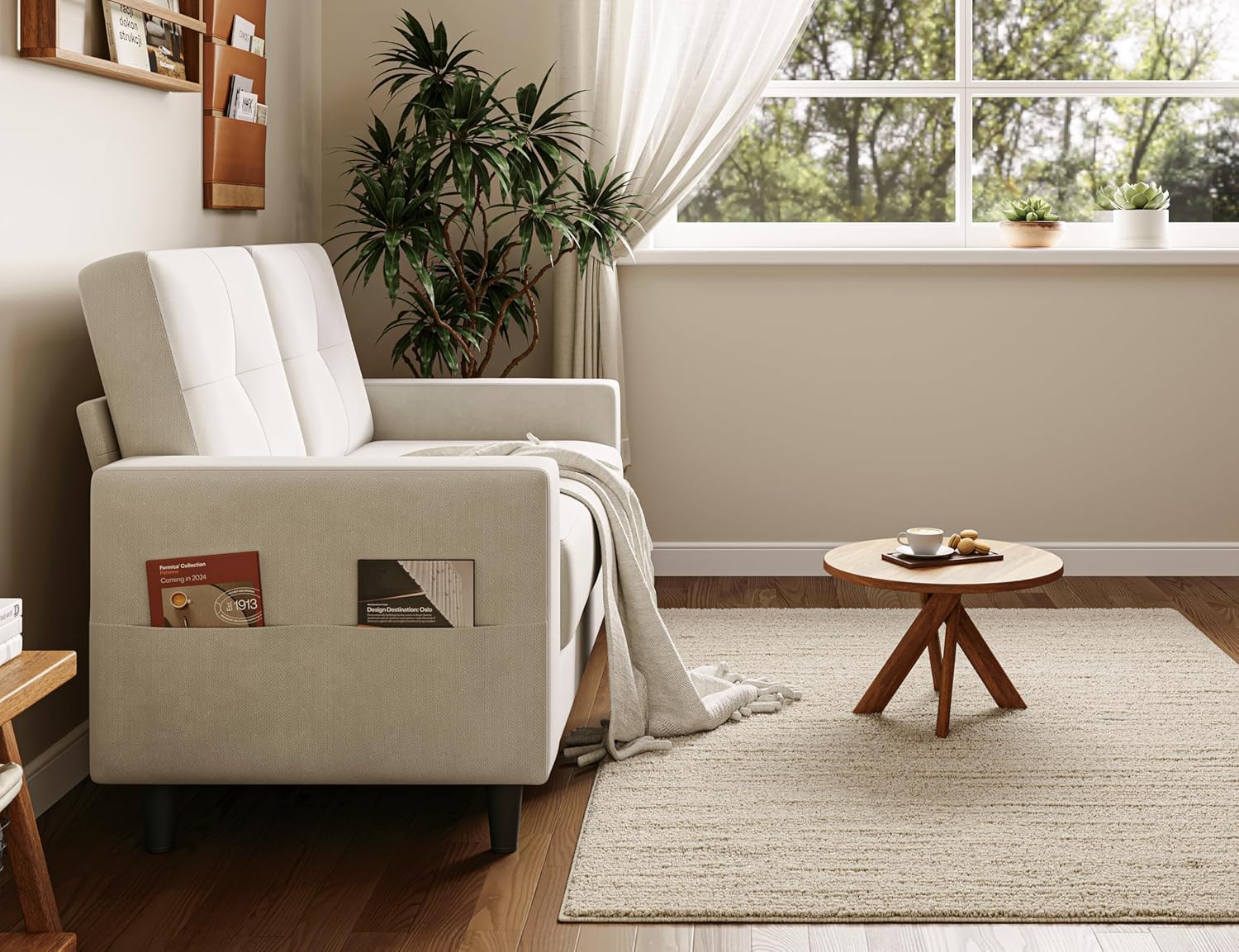 Txtin's Loveseat Sofa 53" Small Couches for Small Spaces 2 Seater Mini Couch for Bedroom Comfy Modern Love Seat for Apartment Office Living Room Warm White