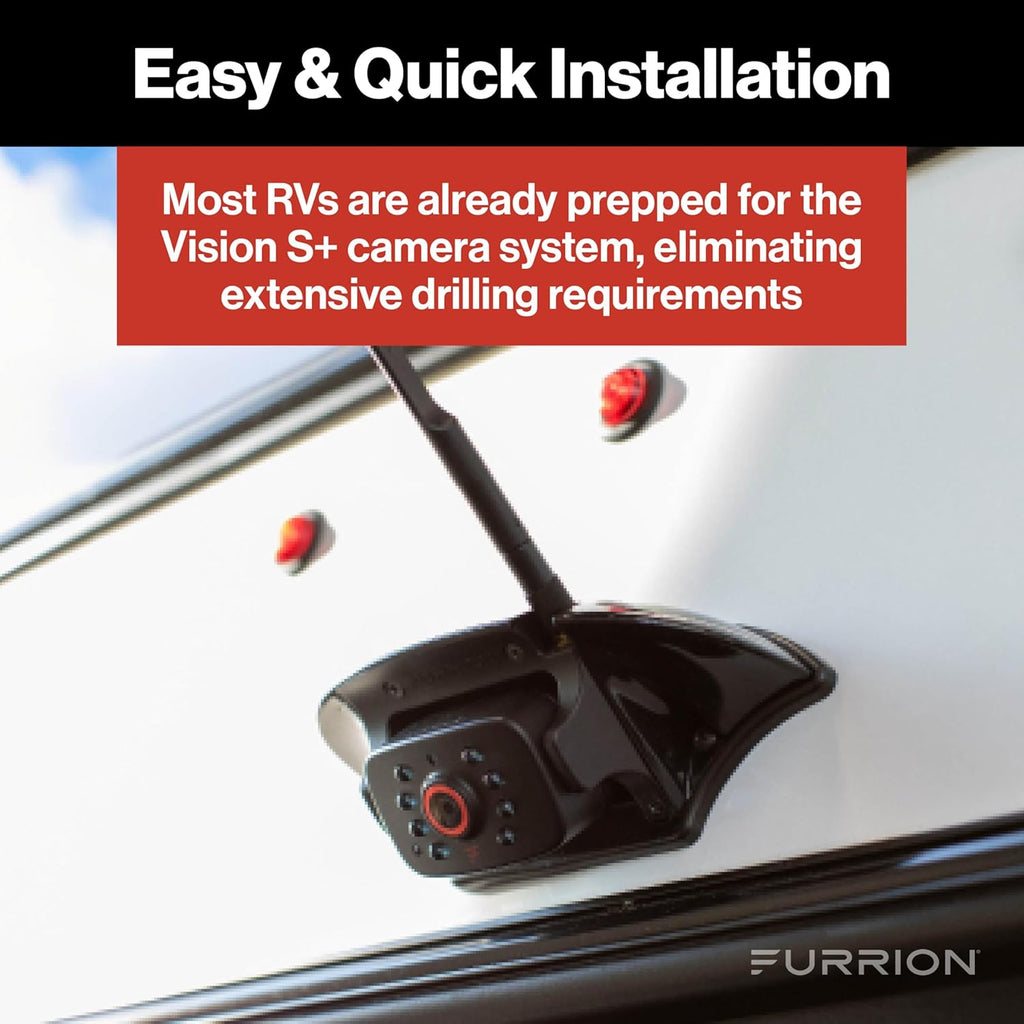 Furrion Vision S+ RV Observation System with 7" Monitor  Sharkfin  Infrared Night Vision  Live Streaming  Wide Viewing Angle - FOS7HTASF