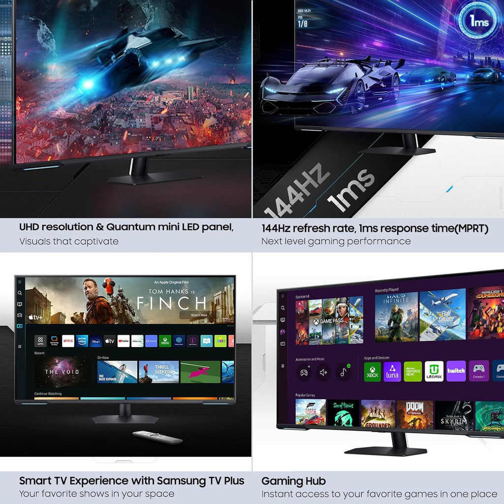 SAMSUNG 43" Odyssey Neo G7 Series 4K UHD Smart Gaming Monitor  144Hz  1ms  VESA Display HDR600  Quantum Matrix Technology  AMD FreeSync Premium Pro  LS43CG702NNXZA  Black