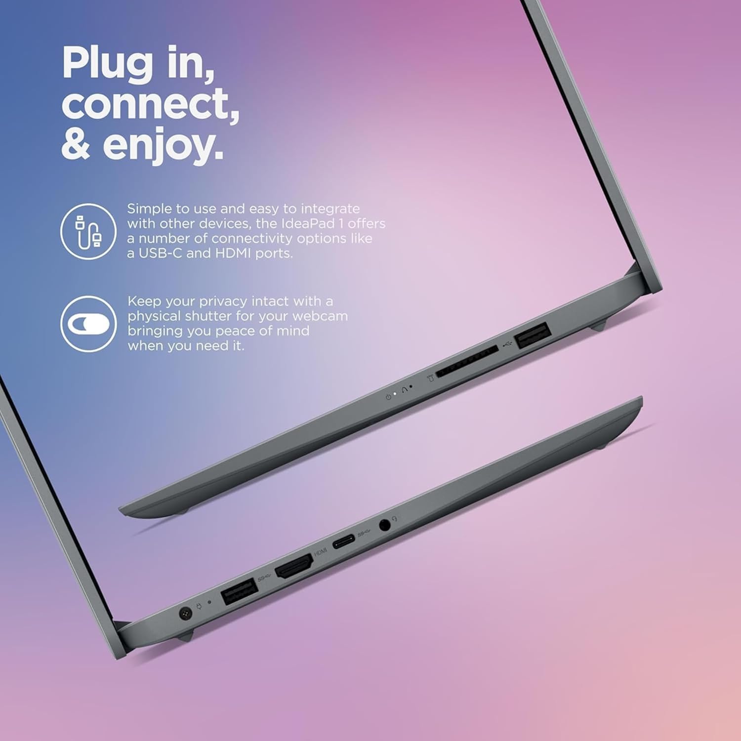 Lenovo IdeaPad Laptop Computer - 8GB RAM - 256GB SSD Storage - Intel Core - Microsoft Office for The Web | Rapid Charging  Webcam  Windows 11 no Mouse | Essential Laptop  Slim  Light