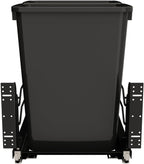 Rev-A-Shelf Steel Double Pullout Waste Container with Soft-Close, 35 Quart, Black - Sliding Garbage Bin System with Dual Trash Can for 18" Home Kitchen Base Cabinet, 53WC-1835SCDM-218