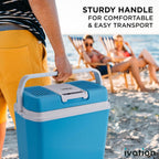 Ivation Electric Cooler & Warmer with Handle | 24 L Portable Thermoelectric Fridge for Vehicles & Trucks| 110V AC Home Power Cord & 12V Car Adapter for Camping, Travel & Picnics