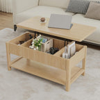 Lift Top Coffee Table with Storage for Living Room, 2-in-1 Modern Center Table & Desk with Hidden Storage Compartment & Open Shelf, Space Saving for Small Space & Apartment (Oak)
