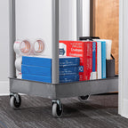 Stand Steady Tubstr Compact 2 Shelf Utility Cart | Made in USA | Space-Saving Tub Cart Holds Up to 300 lbs | Storage & Rolling Tool Cart for School, Office, Garage & Warehouse (24 x 18in / Gray)
