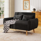 JAMFLY 47'' Small Loveseat Sofa, 2 Seat Compact Couch with Tapered Legs, Black Upholstered Furniture, Solid Wood Frame, Comfy Foam Cushion, Easy Assembly for Small Spaces