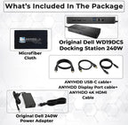 WD19DCS Dell Docking Station Dual Monitor - 4K Display  1 Year Warranty  USB-C Performance Dock with 240W Adapter  Anyhdd HDMI  DisplayPort  USB-C Cables & Cloth (New)