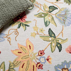 SAFAVIEH Chelsea Collection Area Rug - 9' x 12', Grey, Hand-Hooked French Country Floral Wool, Ideal for High Traffic Areas in Living Room, Bedroom (HK311F)