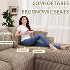 136" Cloud Couch Modular Sectional Couchs with Chaise Lounge, U-Shape Boneless Couches with Ottoman for Living Room, Corduroy Sofa with Deep Seat, No Assembly Required (Camel, Right Facing Chaise)