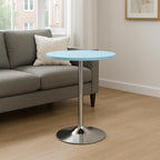 Magshion 23.5" Round Adjustable Height Bar Table, 27.5"-36" Range, 360° Swivel MDF Top Pub Table for Dining, Café, Cocktail, Blue