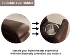 Leather Recliner Chair, Manual Recliner Chair for Adults with Overstuffed Arms and Back, Single Sofa Recliner with Cup Holders for Living Room (1, Red Brown)