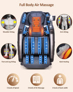 RELX Massage Chair Full Body, 15 Modes Zero Gravity SL-Track Shiatsu Massage Chair Built-in Heat System, Airbag Massage with Body Scan, Deep Yoga Stretch, Calfrest Extension and AI Control(Brown)