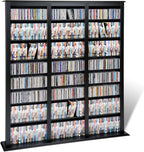 Prepac Barrister 3 Column Tall Storage Cabinet, Black Storage Cabinet with 27 Adjustable Shelves Display DVD for Living Room, 9.5" D x 57" W x 63.75" H